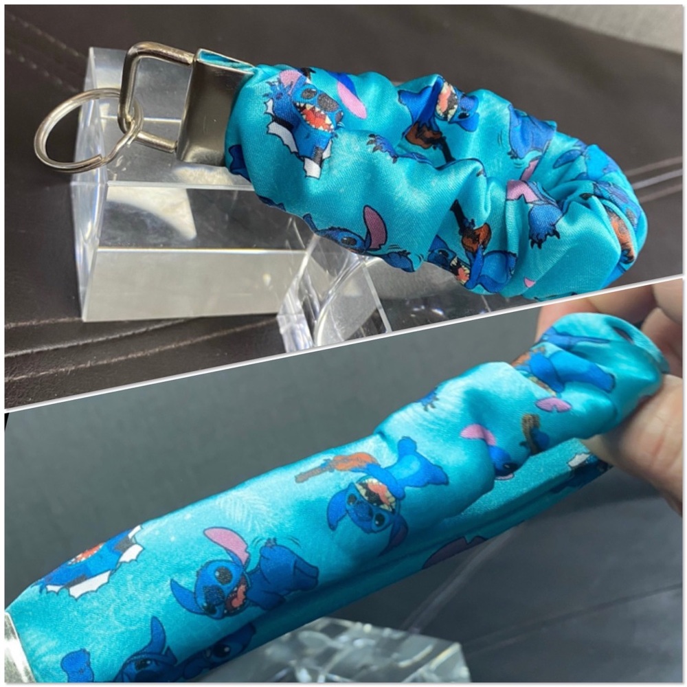 Custom Handmade Cartoon Stitch Scrunchie Wristlet Keychain Ver.2